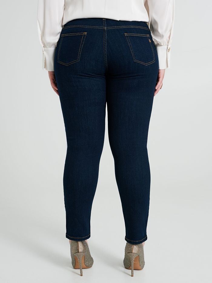 Curvy straight jeans with rhinestones  Rinascimento