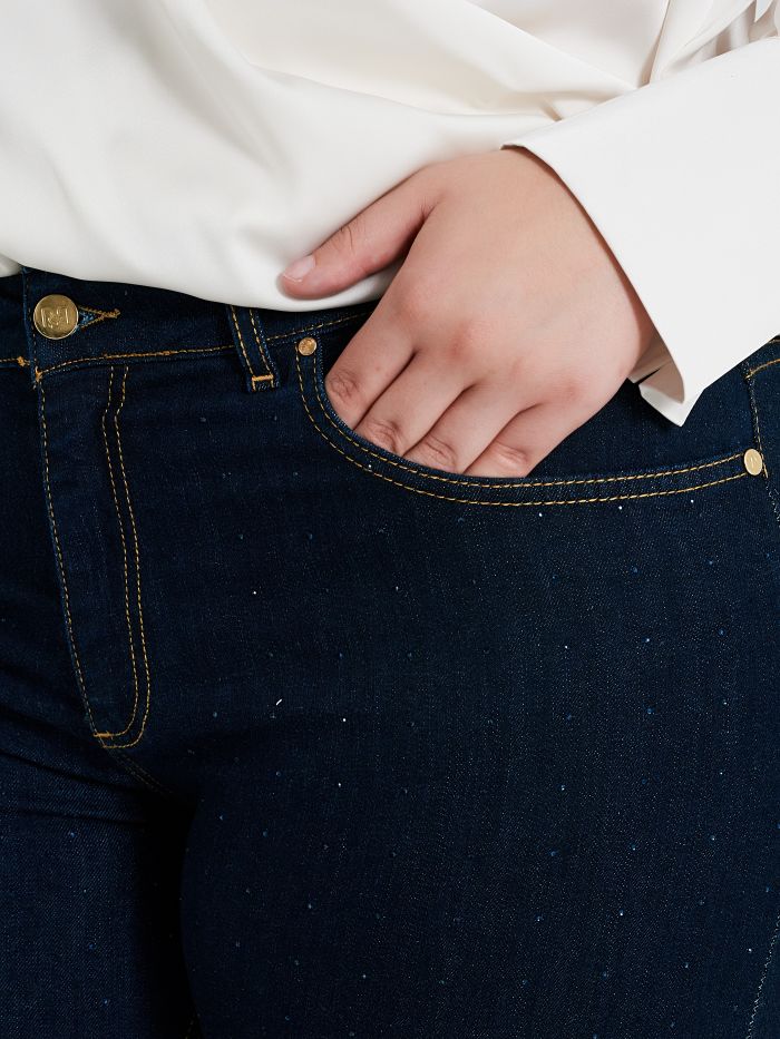 Jeans Curvy dritto con strass  Rinascimento