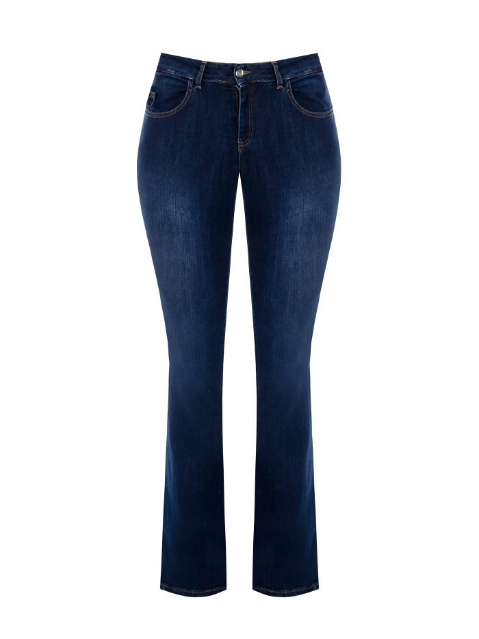 Curvy flared jeans with rhinestone pocket  Rinascimento