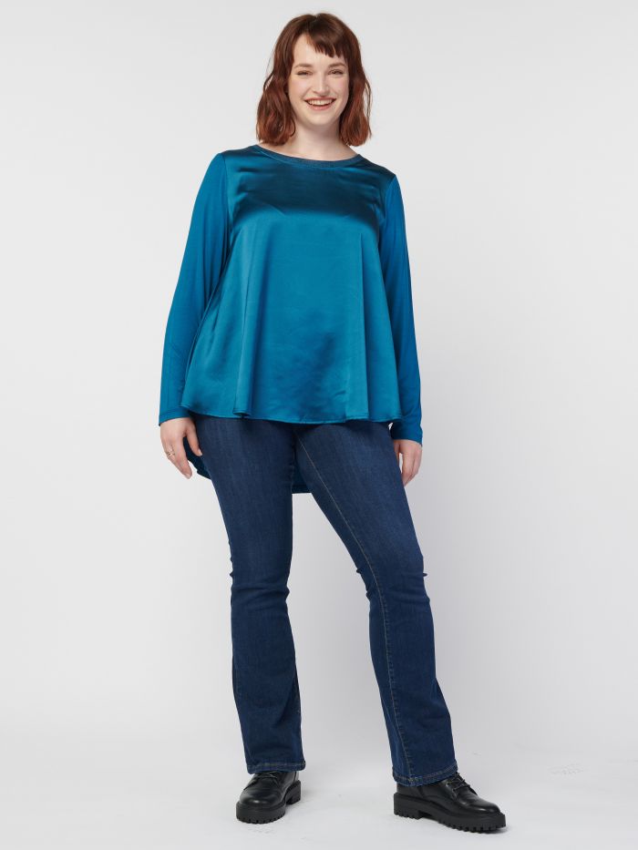 Curvy flared jeans with rhinestone pocket  Rinascimento