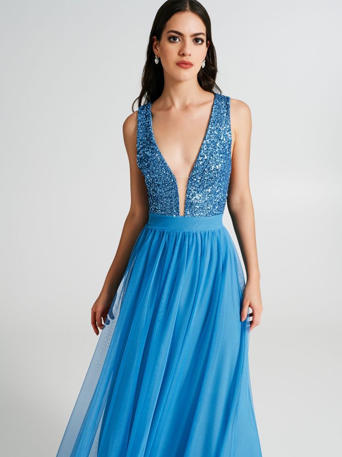 Kleid aus Tüll und Pailletten  Rinascimento