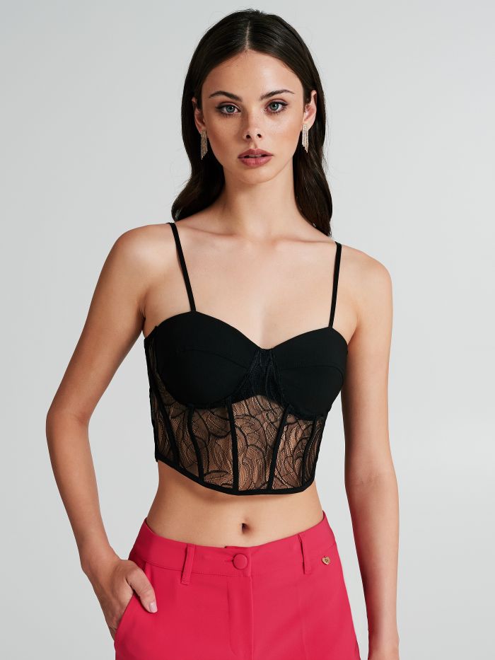 Bustier Top with Lace Inserts  Rinascimento