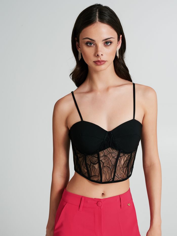 Bustier Top with Lace Inserts