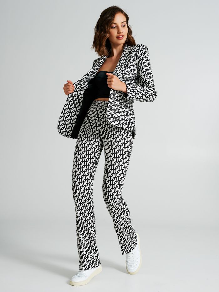 Geometric-print flared trousers  Rinascimento