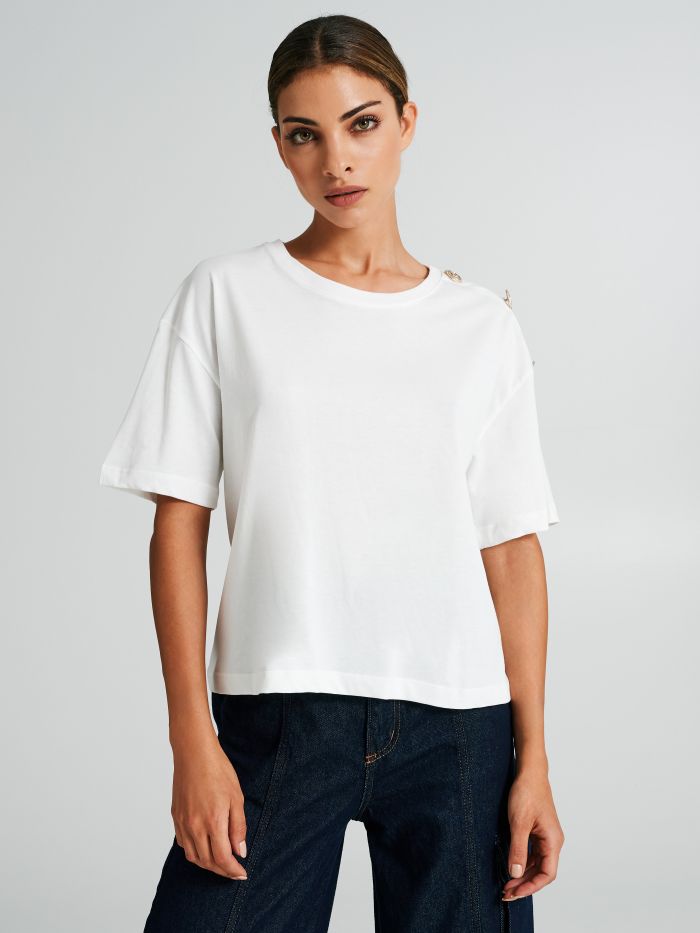 Boxy t-shirt with buttons  Rinascimento