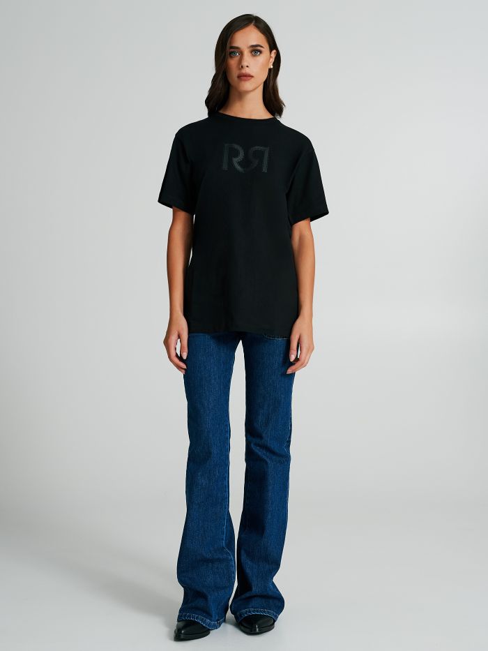 Faux leather t-shirt with logo  Rinascimento