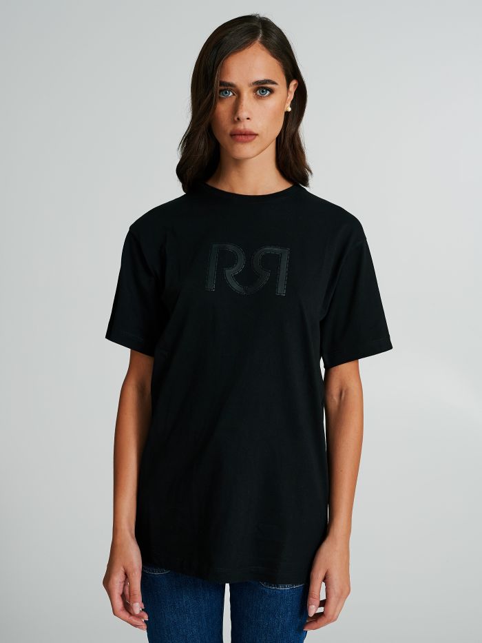 Faux leather t-shirt with logo  Rinascimento