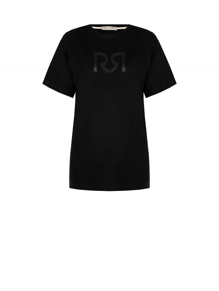 Faux leather t-shirt with logo  Rinascimento