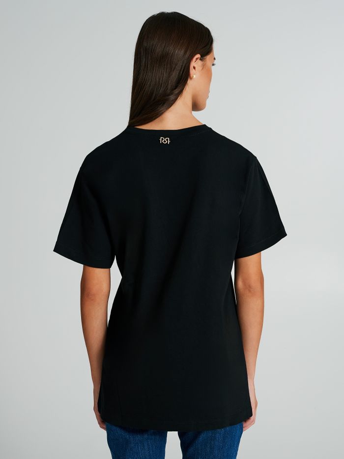 Faux leather t-shirt with logo  Rinascimento
