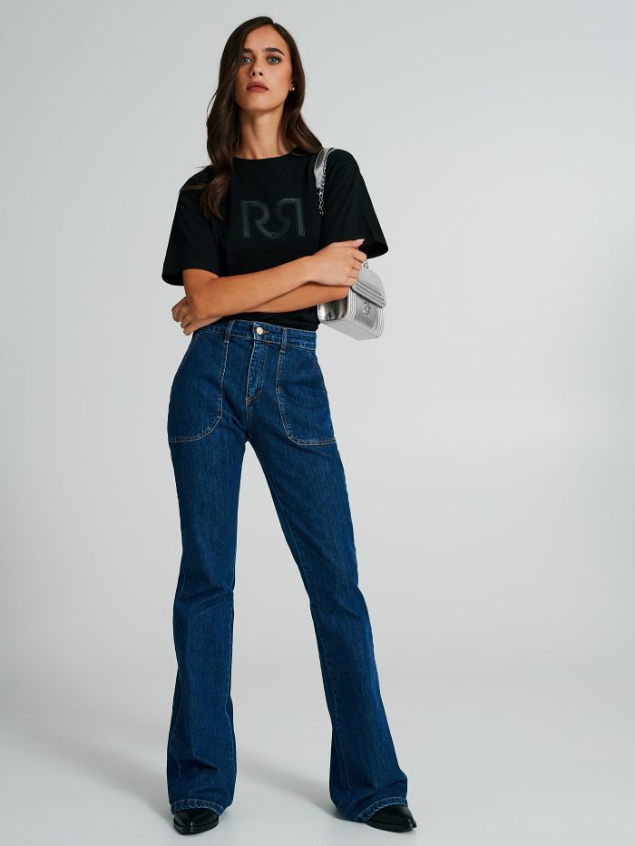 Faux leather t-shirt with logo  Rinascimento