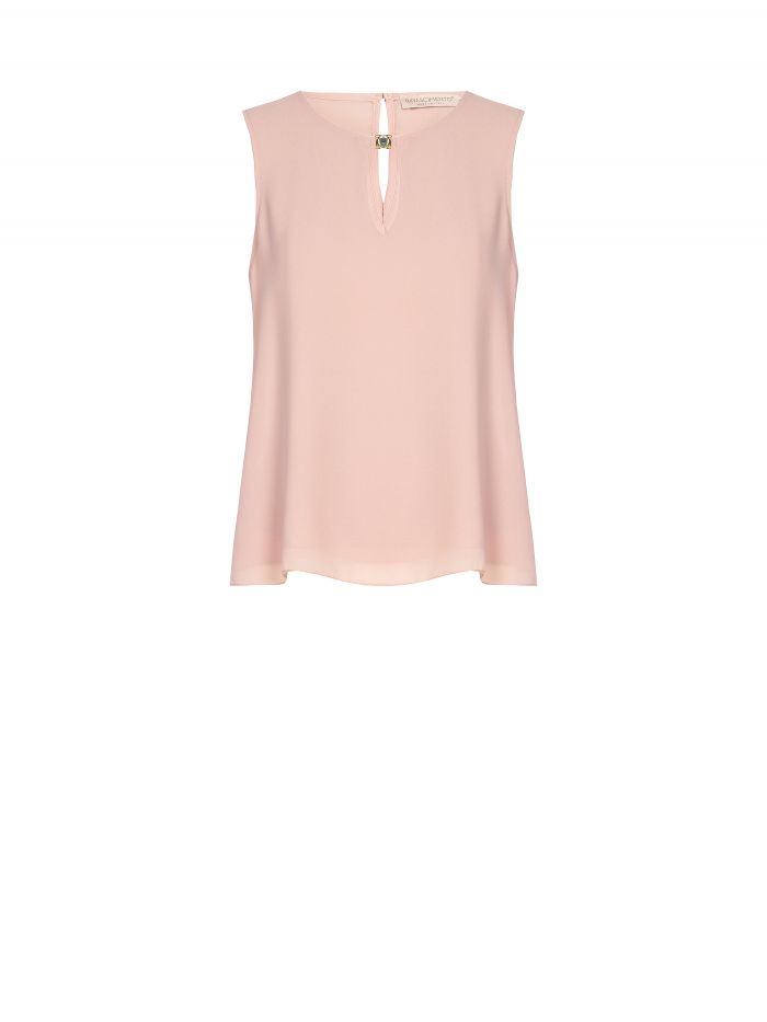 Blusa in georgette con bottone gioiello   Rinascimento