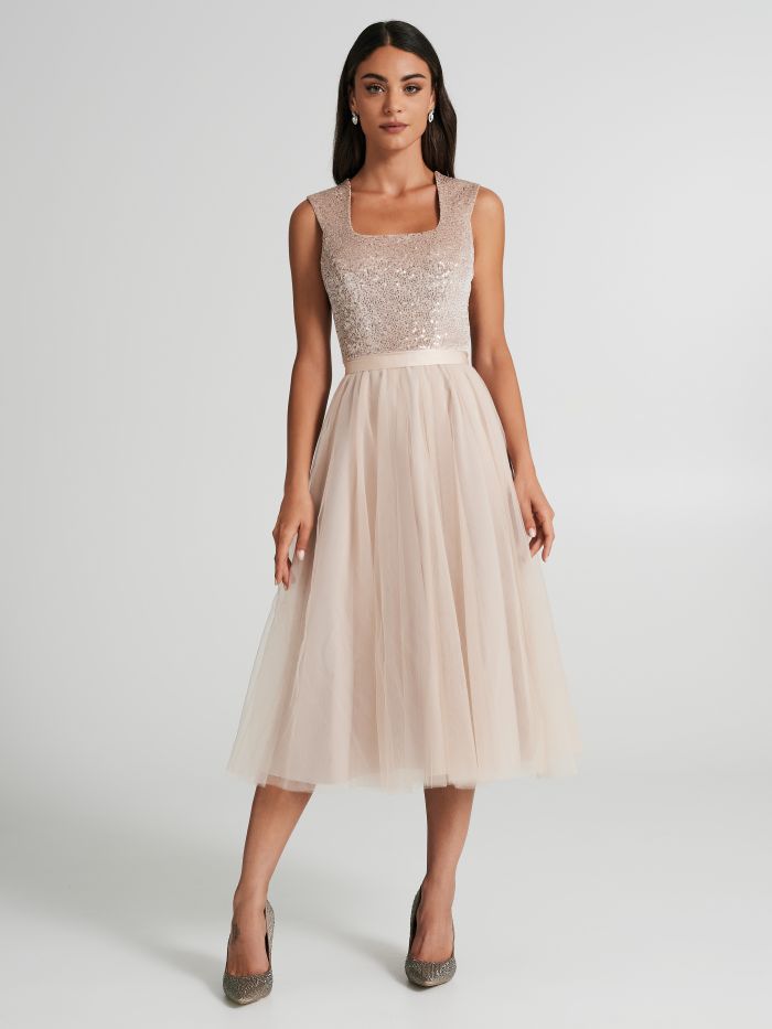 Robe midi avec jupe en tulle  Rinascimento