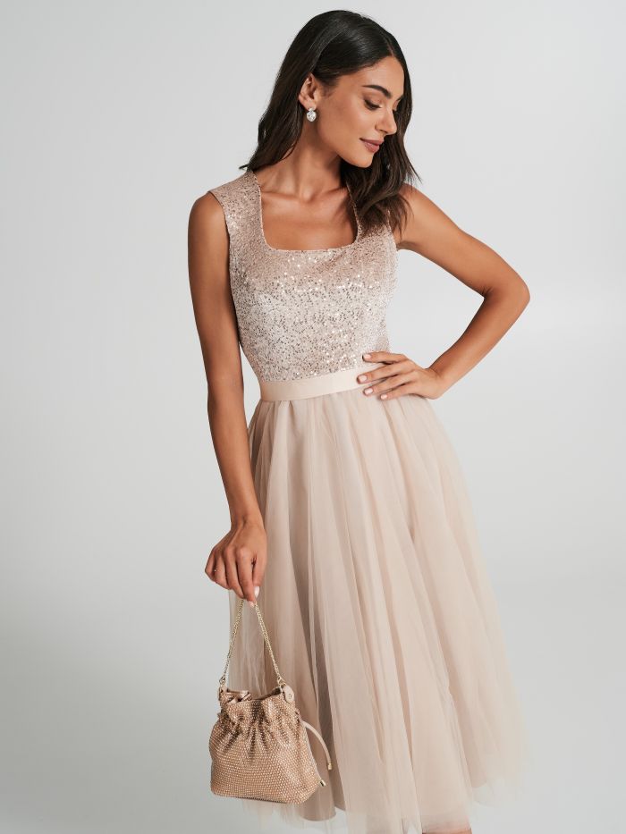 Robe midi avec jupe en tulle  Rinascimento