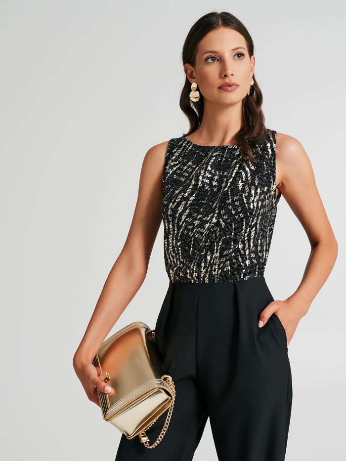 Sequin sales bodice jumpsuit