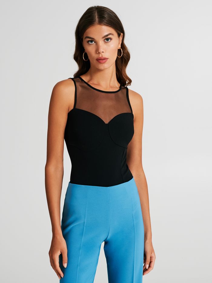 Bodysuit with tulle insert  Rinascimento