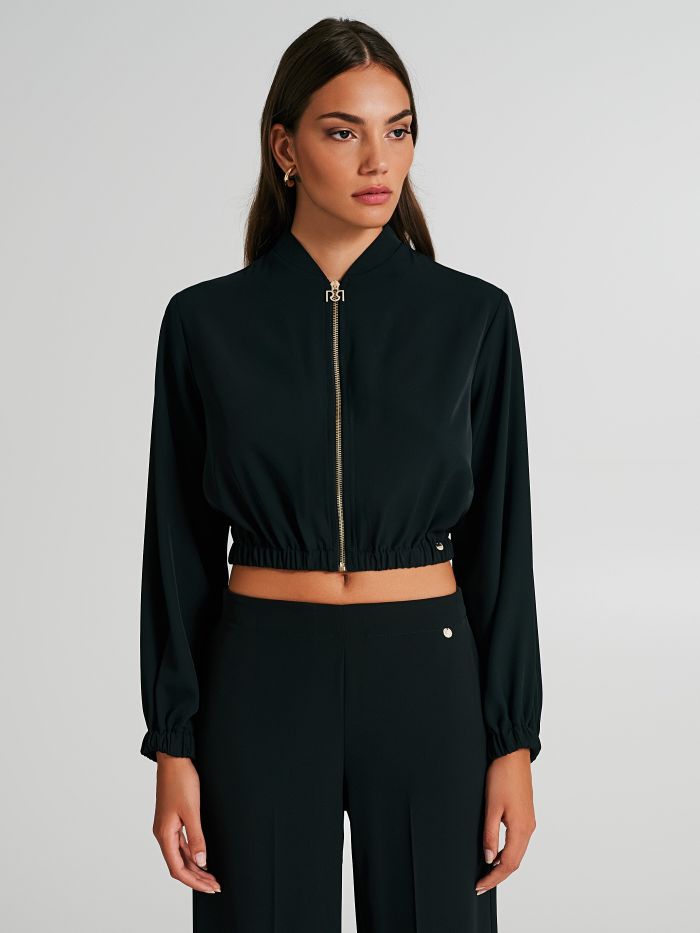 Cropped bomber jacket in technical fabric  Rinascimento