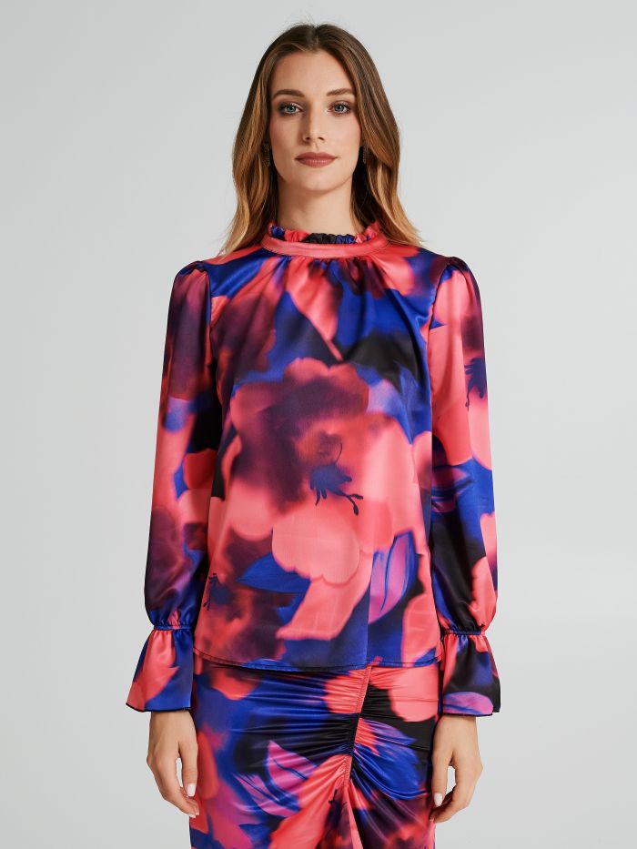 Blusa con stampa florale a lupetto  Rinascimento