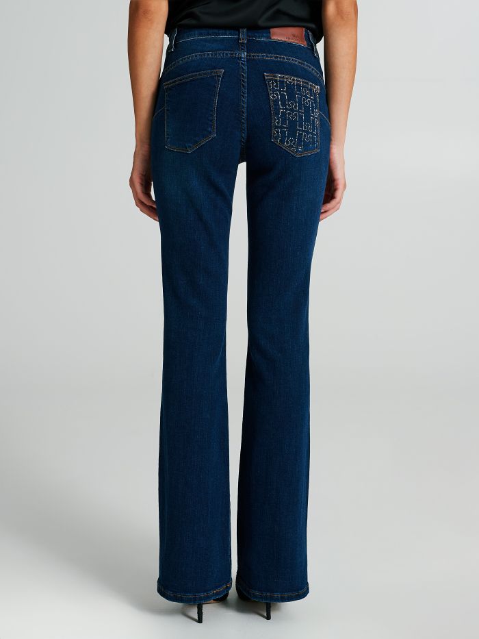 Jeans a zampa con tasca strass  Rinascimento