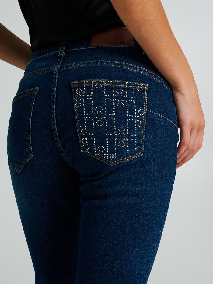 Jeans a zampa con tasca strass  Rinascimento