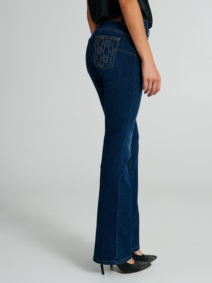 Jeans a zampa con tasca strass  Rinascimento