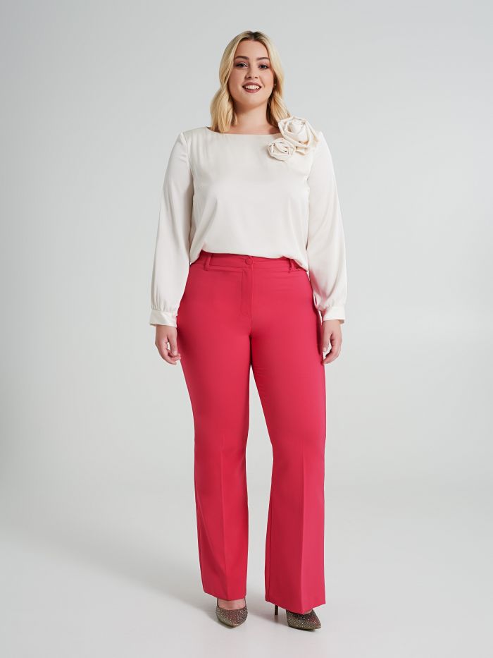 Curvy flared trousers in technical fabric  Rinascimento