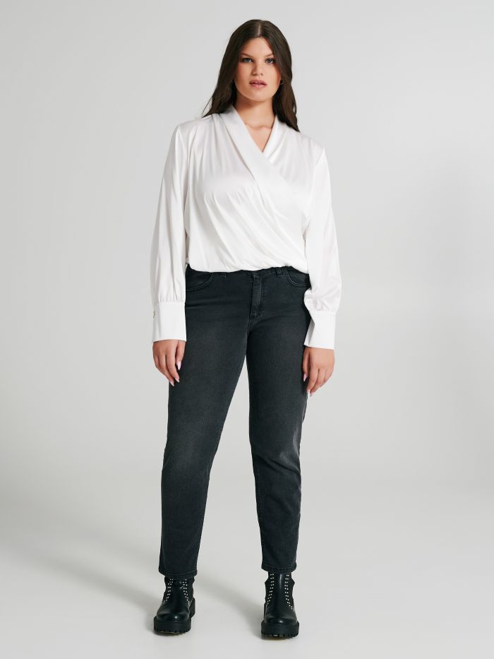 Curvy Boxy Satin Blouse  Rinascimento