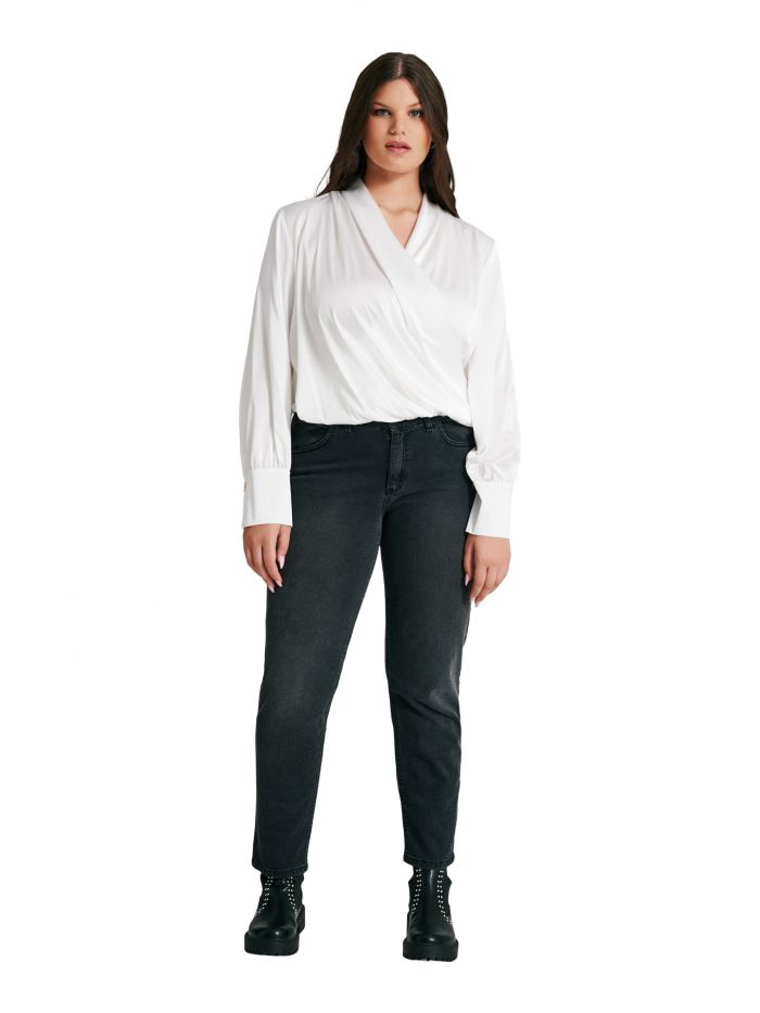 Curvy Boxy Satin Blouse  Rinascimento