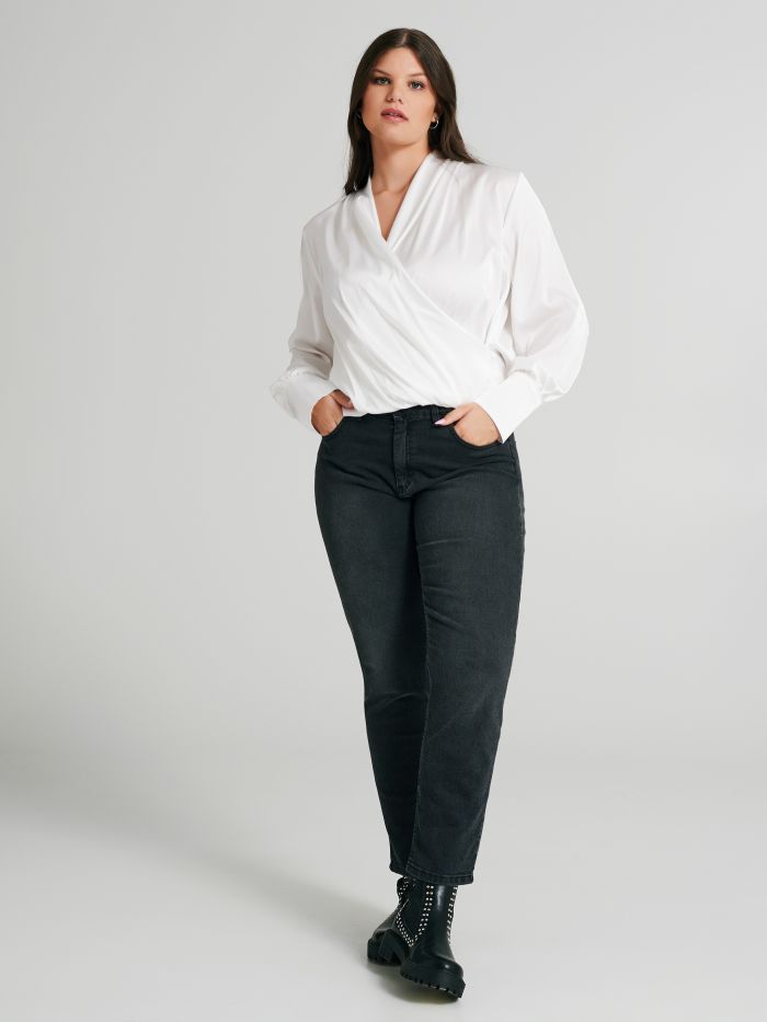 Curvy Boxy Satin Blouse  Rinascimento