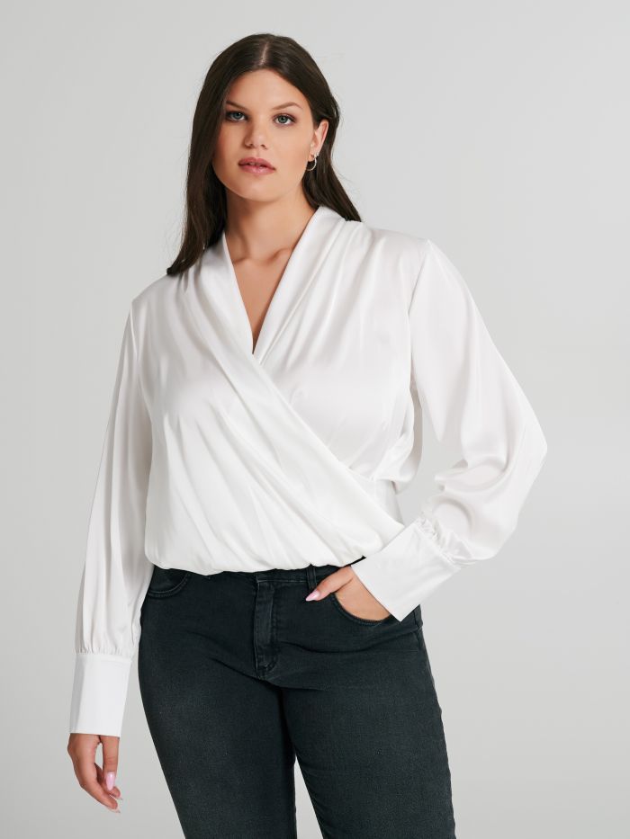 Curvy Boxy Satin Blouse  Rinascimento