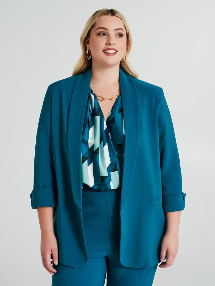 Offene Curvy-Jacke aus technischem Gewebe  Rinascimento