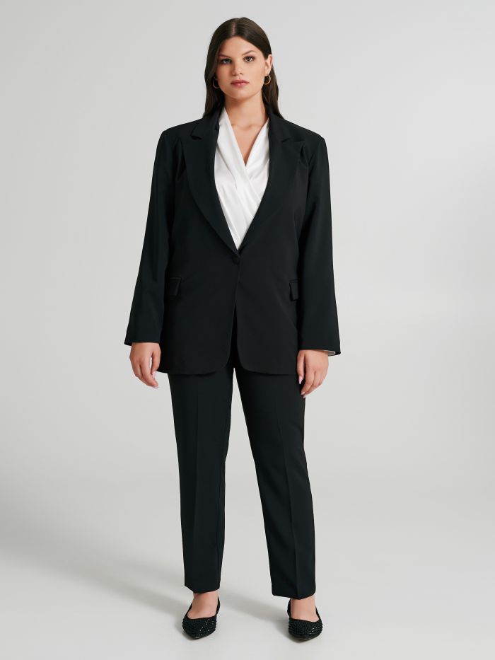 Curvy One-Button Jacket in Technical Fabric   Rinascimento