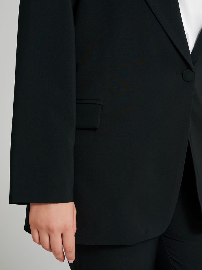 Curvy One-Button Jacket in Technical Fabric   Rinascimento