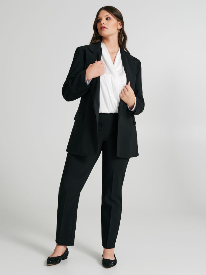 Curvy One-Button Jacket in Technical Fabric   Rinascimento
