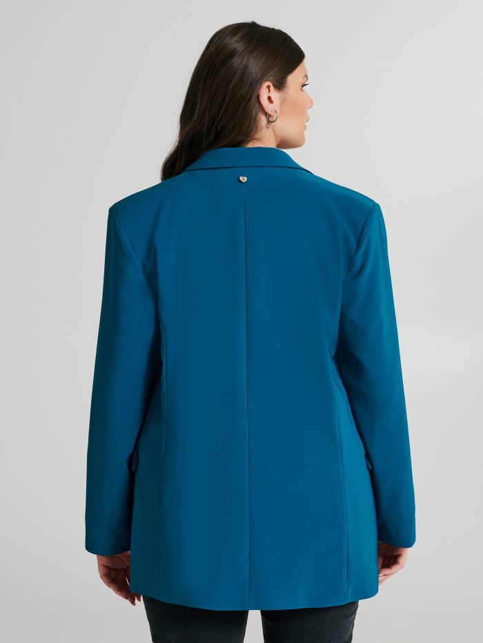 Curvy One-Button Jacket in Technical Fabric   Rinascimento