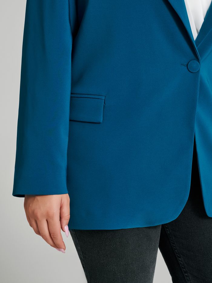 Curvy One-Button Jacket in Technical Fabric   Rinascimento