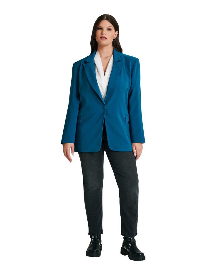 Curvy One-Button Jacket in Technical Fabric   Rinascimento