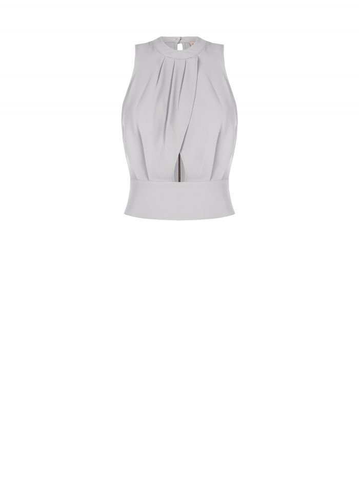 Top with balloon sleeves in crepe fabric  Rinascimento