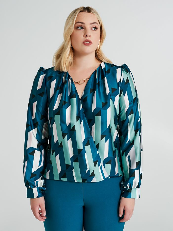 Blusa Curvy con stampa geometrica  Rinascimento