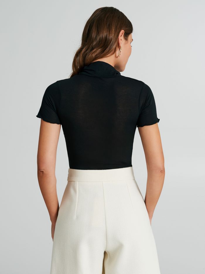 Cashmere-blend short-sleeved turtleneck top  Rinascimento