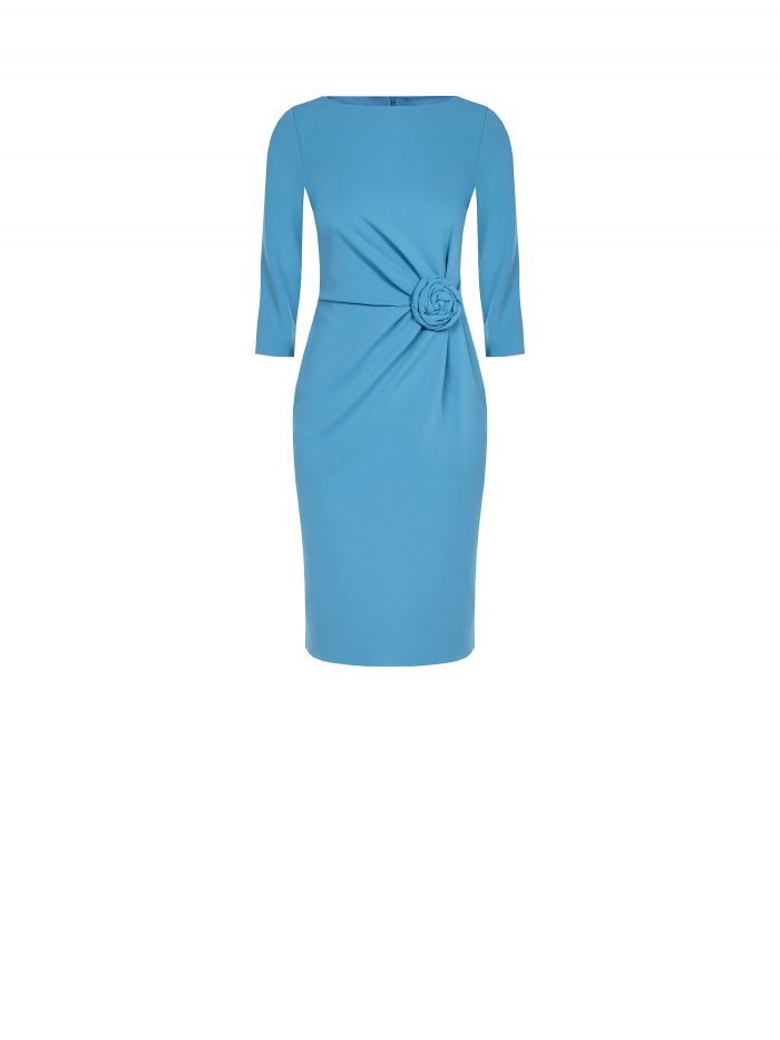 Sheath dress with rose in scuba crepe.  Rinascimento