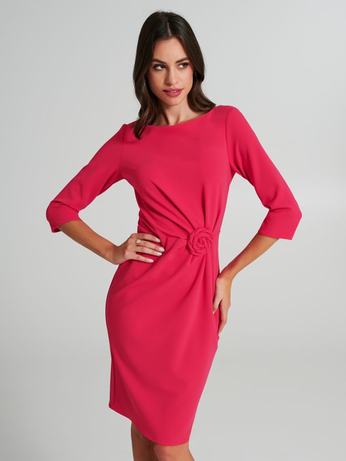 Scuba crepe sheath dress with rose  Rinascimento