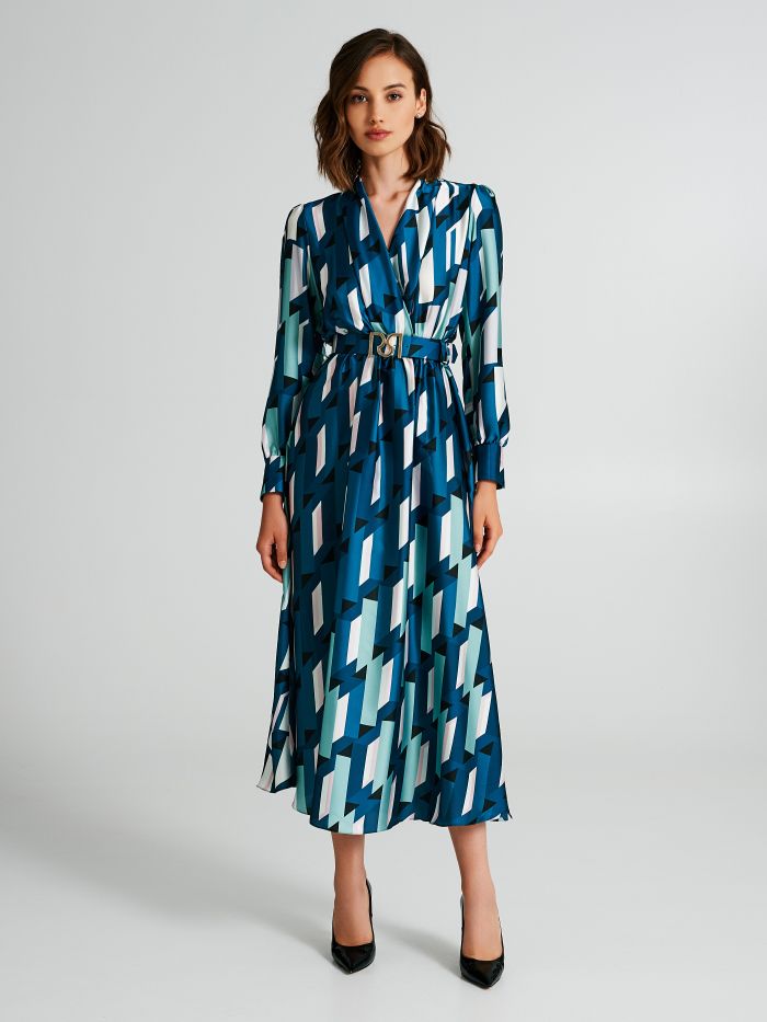 Chemise dress with a geometric print  Rinascimento