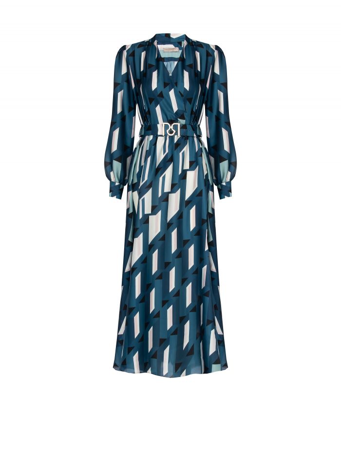 Chemise dress with a geometric print  Rinascimento
