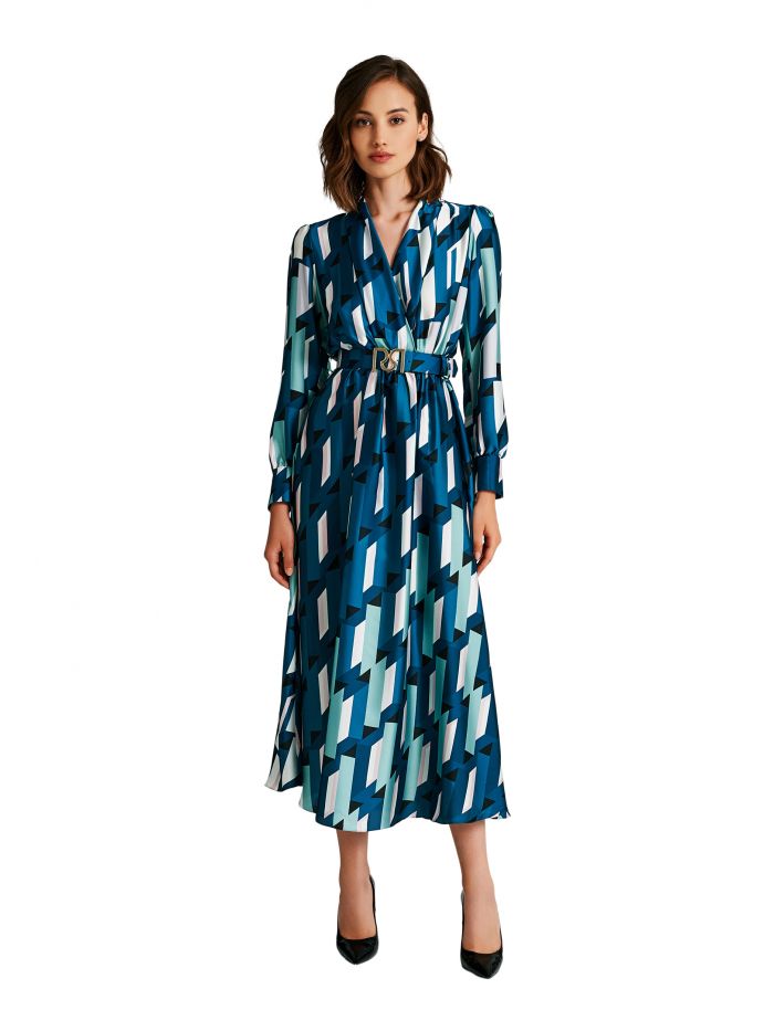 Chemise dress with a geometric print  Rinascimento
