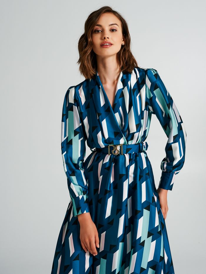Chemise dress with a geometric print  Rinascimento