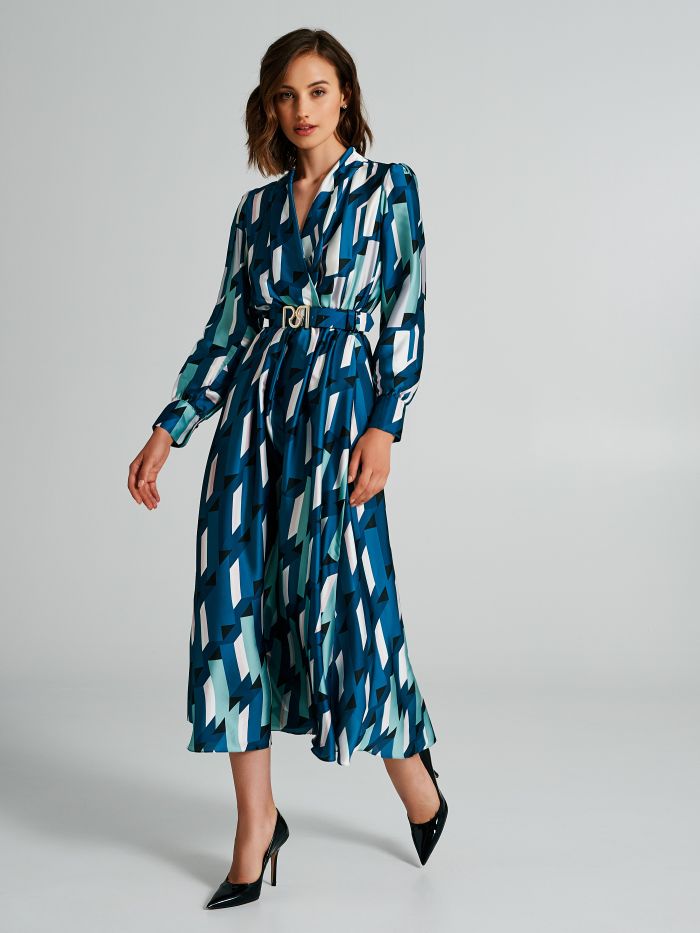 Chemise dress with a geometric print  Rinascimento