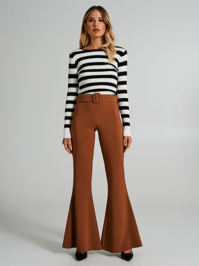 Flared trousers with belt   Rinascimento