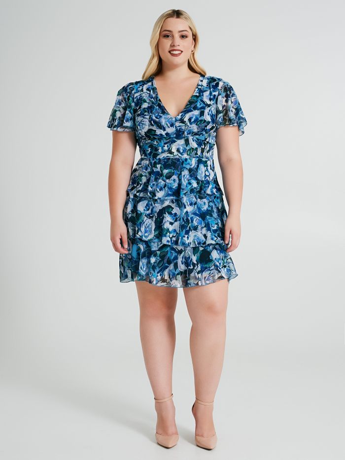 Abito Curvy stampa floreale con balzine  Rinascimento