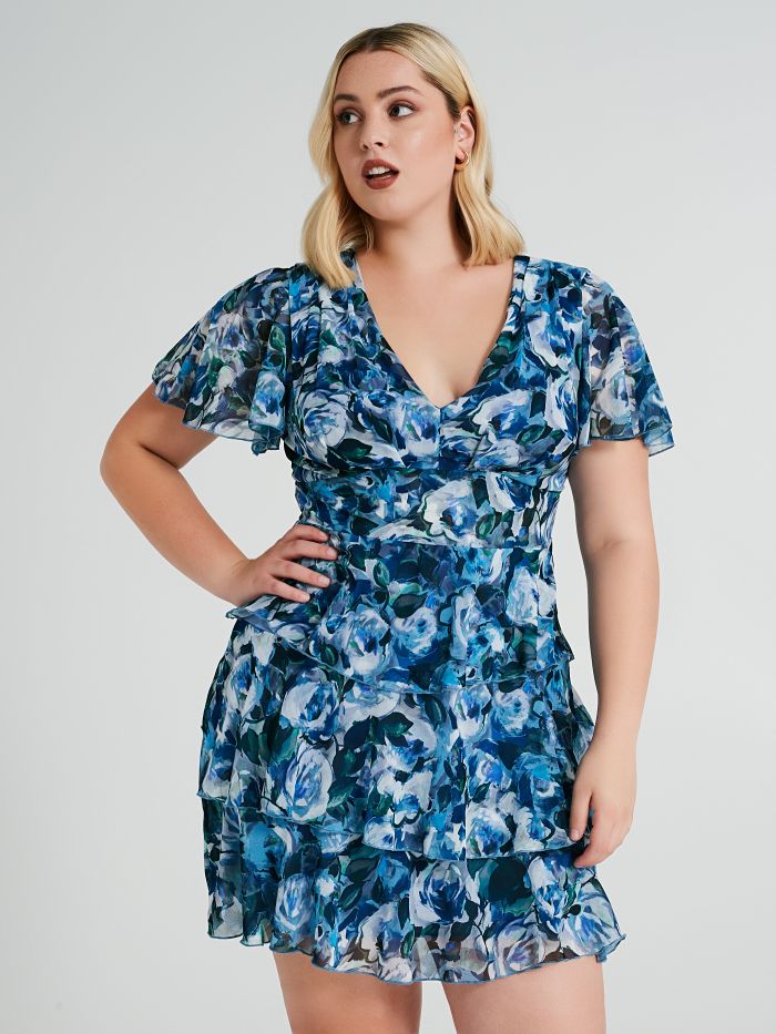 Abito Curvy stampa floreale con balzine  Rinascimento
