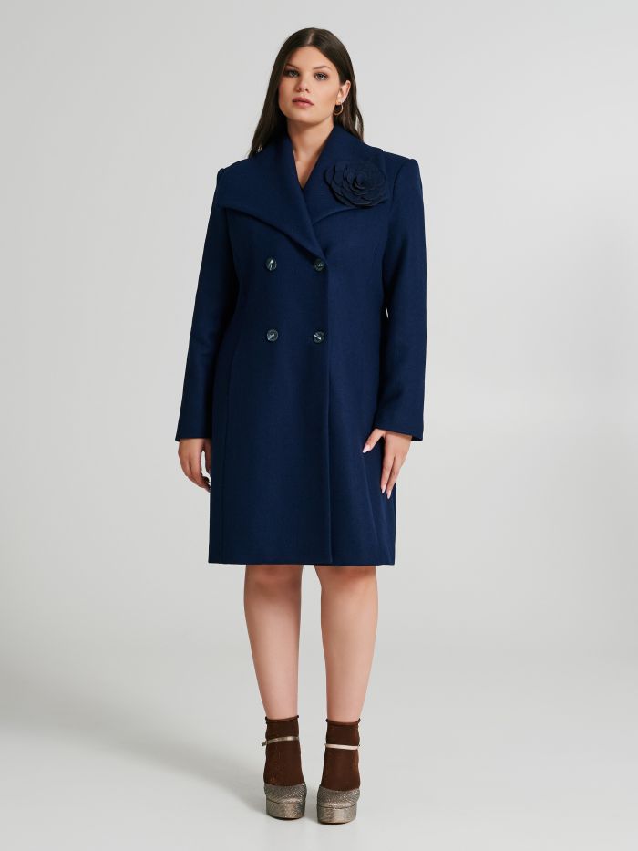Cappotto Curvy misto lana con spilla  Rinascimento